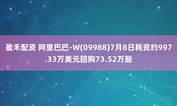 盈禾配资 阿里巴巴-W(09988)7月8日耗资约997.33万美元回购73.52万股